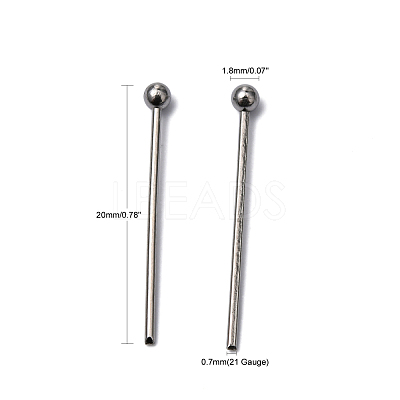 Tarnish Resistant 304 Stainless Steel Ball Head Pins X-STAS-M010-20mm-01-1