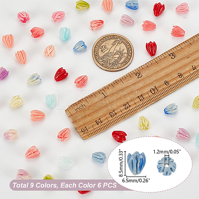 54Pcs 9 Colors Epoxy Resin Beads RESI-GA0001-27-1