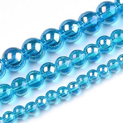 Electroplate Transparent Glass Beads Strands GLAA-T032-T6mm-AB06-1