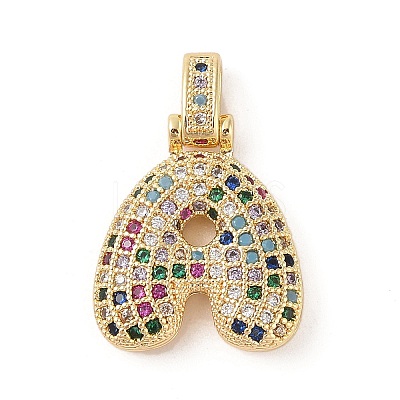 Brass Micro Pave Cubic Zirconia Pendants ZIRC-P121-01G-A-1