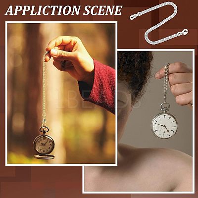 2Pcs 2 Style Iron Clip Pocket Watch Chain DIY-UN0003-62-1