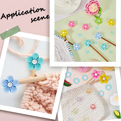 8Pcs 4 Colors Flower Silicone Beads Knitting Needle Protectors/Knitting Needle Stoppers DIY-SC0023-91-1