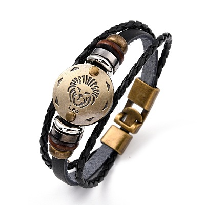 Braided Leather Cord Retro Multi-strand Bracelets BJEW-L616-20B-1