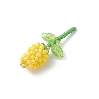 Glass Seed Beaded Rose Pendants PALLOY-MZ00959-02-1