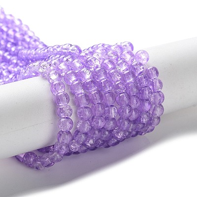 Spray Painted Crackle Glass Beads Strands CCG-Q002-4mm-04-1