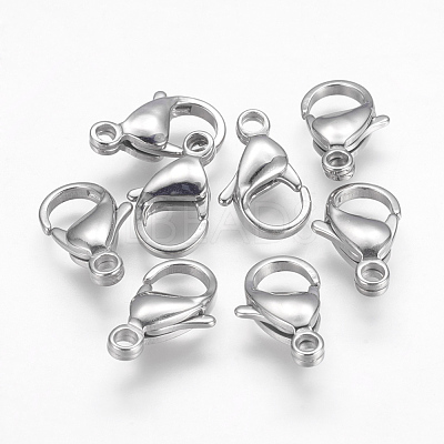 Tarnish Resistant 304 Stainless Steel Lobster Claw Clasps Hand Polished STAS-F125-17x11mm-P-1
