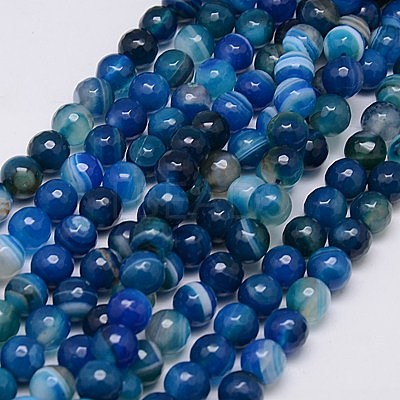 Natural Stripe Agate Beads Strands G-G581-8mm-05-1