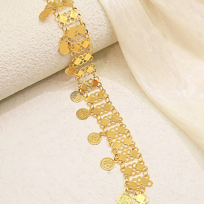 Fashion Brass Multi-layer Coin Tassel Anklets for Women FV4872-1