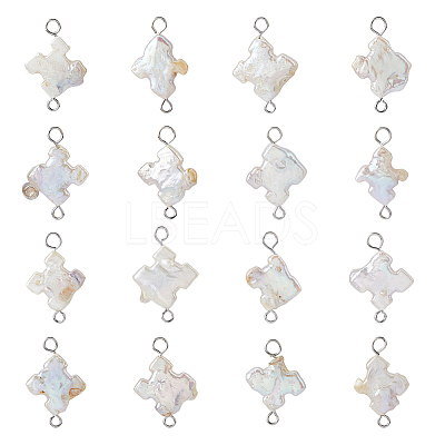 16Pcs Natural Keshi Pearl Connector Charms PALLOY-HS00045-1