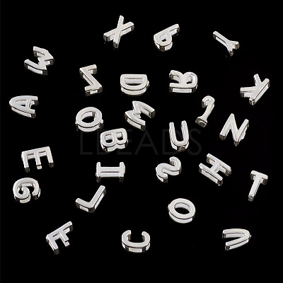 6Pcs 925 Sterling Silver Hollow Initial Beads STER-TA0001-53W-1