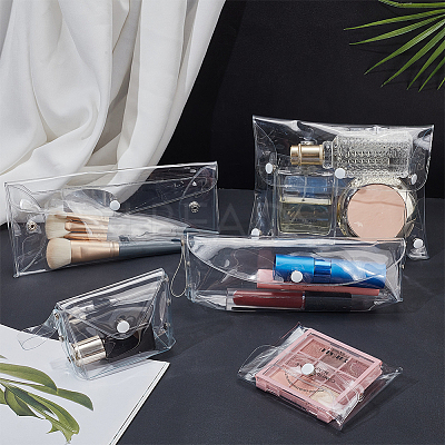 5Pcs 5 Styles Rectangle Transparent PVC Cosmetic Pouches AJEW-FG0004-33-1