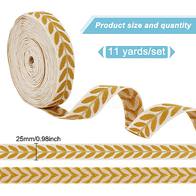 about 10.5~11 yards Ethnic Style Polycotton Jacquard Leaf Ribbons OCOR-GO0001-15C-1