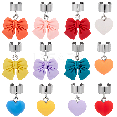 24Pcs 12 Styles Heart & Bowknot Resin Stethoscope Pendant Decorations HJEW-SP0001-58-1