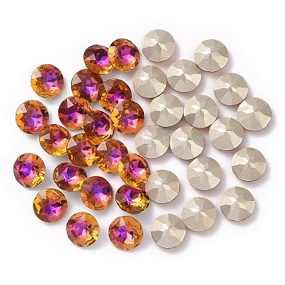 Pointed Back & Back Plated Glass Rhinestone Cabochons RGLA-J012-10mm-001VB-1