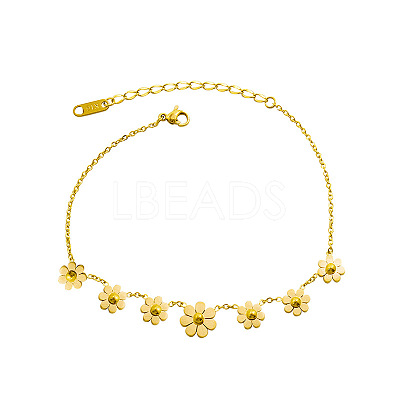 Daisy 304 Stainless Steel Charms Anklets WG455CF-02-1