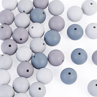 40Pcs 4 Colors Round Silicone Focal Beads SIL-TAD0001-02B-1