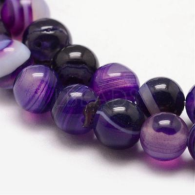 Natural Striped Agate/Banded Agate Bead Strands G-K166-13-6mm-04-1