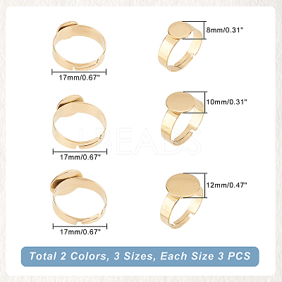18Pcs 6 Style 304 Stainless Steel Adjustable Finger Rings Components STAS-UN0032-77-1