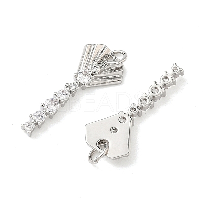 Brass Micro Pave Clear Cubic Zirconia Pendants KK-P342-13P-1