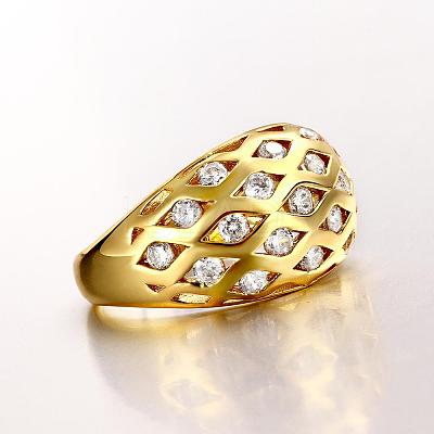 Classic Hollow Real 18K Gold Plated Brass Cubic Zirconia Finger Rings RJEW-BB05801-8G-1