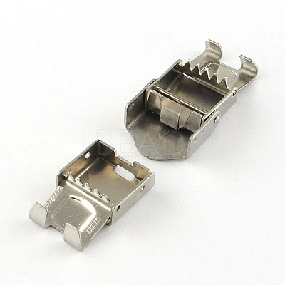 Tarnish Resistant Smooth Surface 201 Stainless Steel Watch Band Clasps X-STAS-R063-79-1