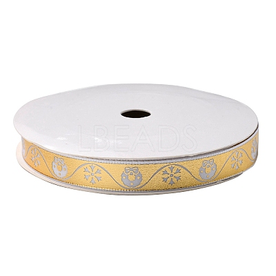 Flat Christmas Theme Polyester Satin Ribbon OCOR-YWC0001-01B-02-1