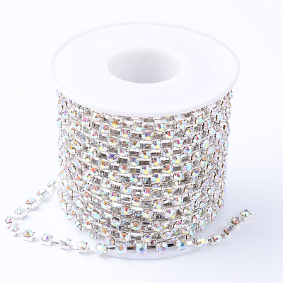 Brass Rhinestone Strass Chains CHC-T002-SS12-02S-1