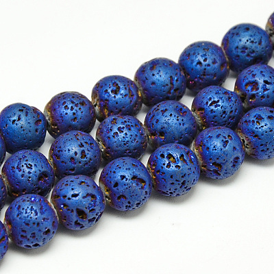 Electroplate Natural Lava Rock Beads Strands G-T058-03B-1