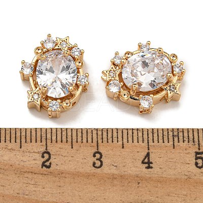 Brass Micro Pave Cubic Zirconia Beads KK-U037-02G-01-1