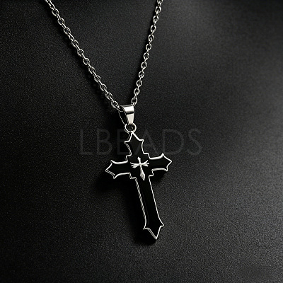 Alloy Acrylic Religion Cross Pendant Necklaces WG5E0A0-01-1