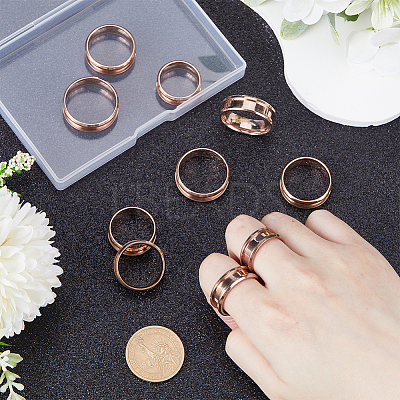 12Pcs 6 Size 304 Stainless Steel Grooved Finger Ring Settings RJEW-SC0001-04-1