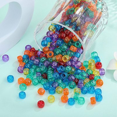 1200Pcs 6 Colors Transparent Plastic Beads KY-SZ0001-55-1