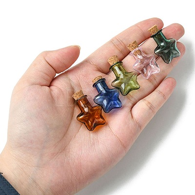 10Pcs 5 Colors Mini High Borosilicate Glass Bottle Bead Containers GLAA-FS0001-70-1