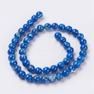 Sea Shell and Synthetic Turquoise Assembled Beads Strands G-G758-06-6mm-1
