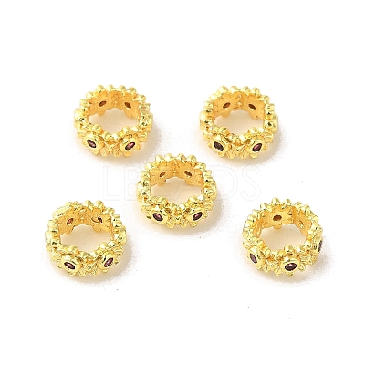 Golden Brass with Cubic Zirconia European Beads KK-B088-01B-02G-1