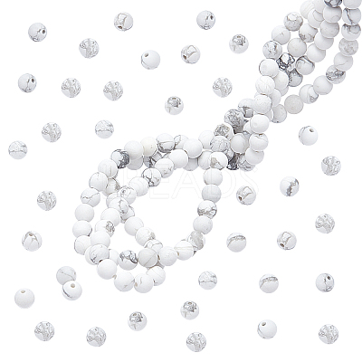 2 Strands Frosted Synthetic Howlite Round Bead Strands G-PH0019-33-1