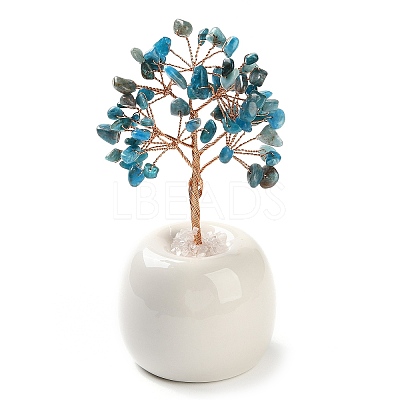 Natural Apatite Chips Tree of Life Decorations DJEW-C016-02G-1