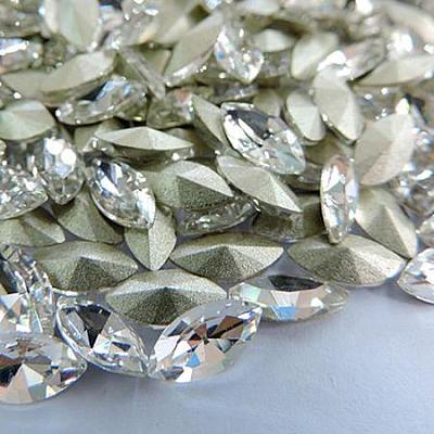 Glass Pointed Back Rhinestone Cabochons RGLA-A011-17x32mm-M-1