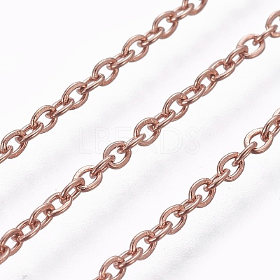 304 Stainless Steel Cable Chain Necklaces NJEW-P248-01RG-1