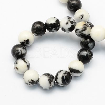Natural Zebra Jasper Round Beads Strands G-S174-6mm-1