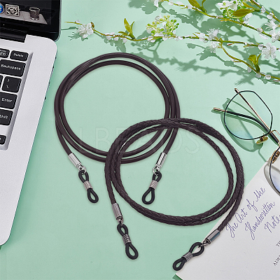 2Pcs 2 Styles Cowhide Neck Strap for Eyeglasses AJEW-CL0004-76A-1