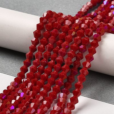 Opaque Solid Color Electroplate Glass Beads Strands EGLA-A039-P4mm-L01-1