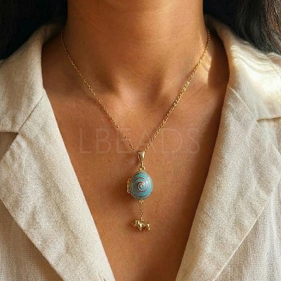Magnetic Brass Enamel Egg Locket Pendant Necklaces for Women KK-CBAF5B9-02G-02-1