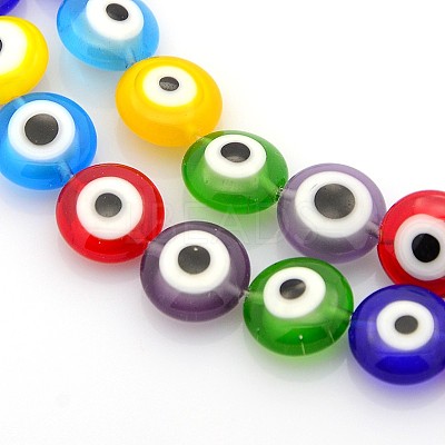 Handmade Evil Eye Lampwork Bead Strands LAMP-J029-10mm-M-1