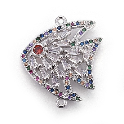 Brass Micro Pave Cubic Zirconia Links ZIRC-F093-15P-1