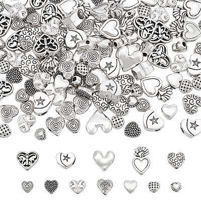 110Pcs 10 Styles Tibetan Style Alloy Beads FIND-UN0015-82-1