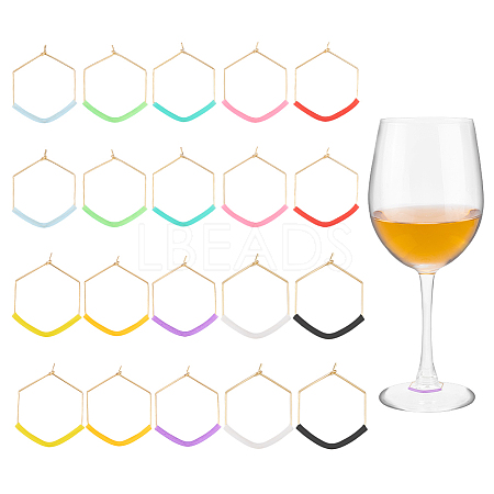 Hexagon 316 Stainless Steel Hoop Wine Glass Charms AJEW-PH01574-1