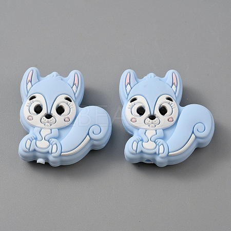 Squirrel Food Grade Eco-Friendly Silicone Beads SIL-WH0012-030C-1