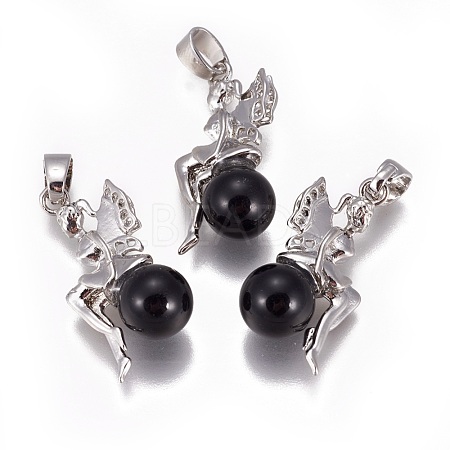 Natural Obsidian Pendants G-L512-E10-1