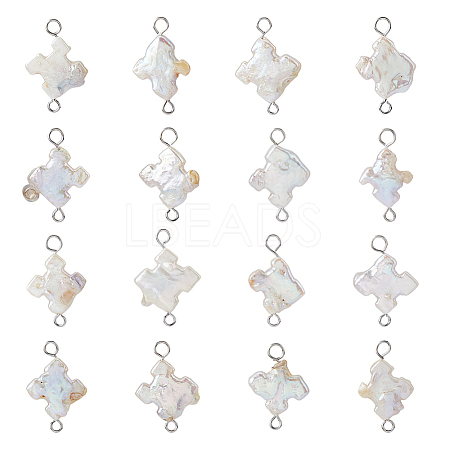 16Pcs Natural Keshi Pearl Connector Charms PALLOY-HS00045-1